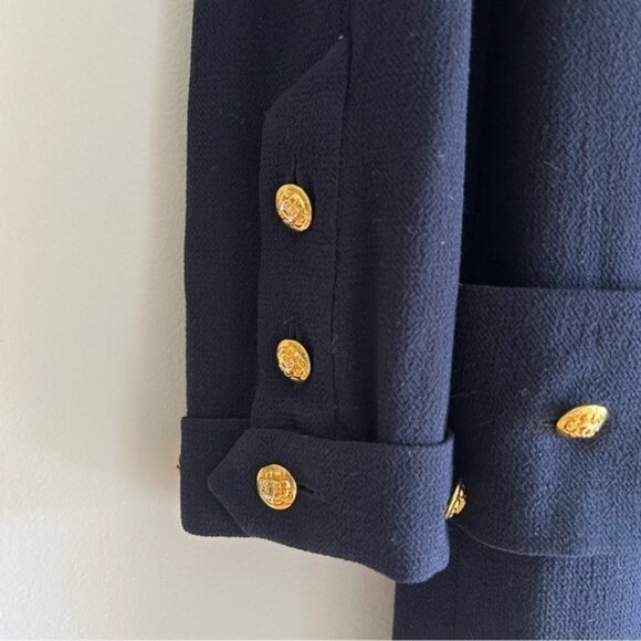 Vintage Chanel 80's Navy Maxi Pleated Dress Size 42 - Picture 8 of 13